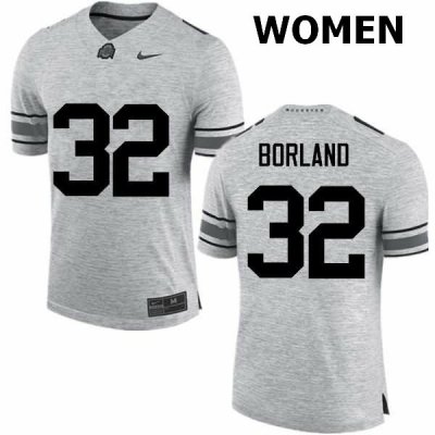 NCAA Ohio State Buckeyes Women's #32 Tuf Borland Gray Nike Football College Jersey SLO2345LK